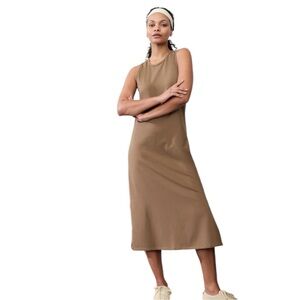 Athleta ESSENTIAL MIDI DRESS in camel brown size small sleeveless women’s